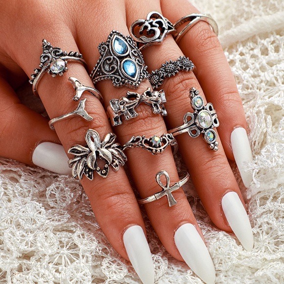 Silver Bohemian Ring Set - Picture 2 of 7